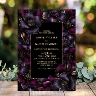 Convite Casamento Floral Cor-de-Rosa Púrpura Moderna