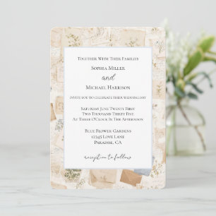 Convite Casamento Floral Coração Envelope Azul Claro Franc