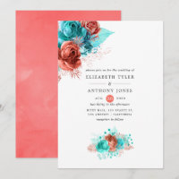 Casamento Floral Coral Vivo e Turquesa