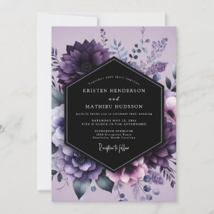 Convite Casamento Floral Crepuscular Berinjela