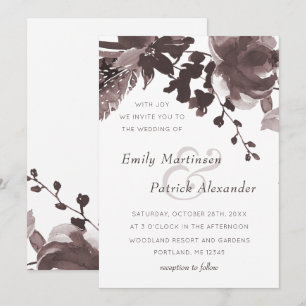 Convite Casamento floral da ameixa moderna