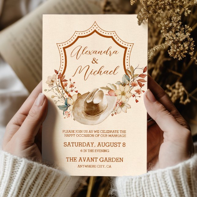 Convite Casamento Floral da Boêmia Ocidental do Crest (Criador carregado)