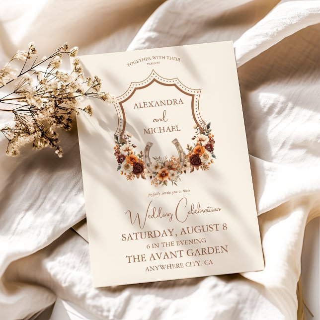 Convite Casamento Floral da Boêmia Ocidental do Crest (Criador carregado)