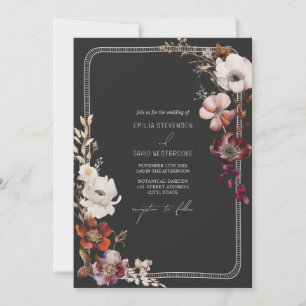 Convite Casamento Floral Da Fronteira Da Mão Rústica Anêmo