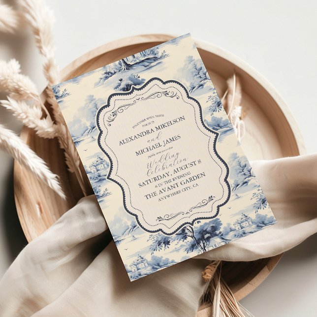 Convite Casamento Floral da Imagem Azul Elegante Francesa (Criador carregado)