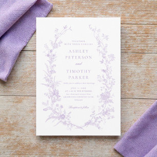 Convite Casamento Floral da Lavanda Francesa Elegante Toil