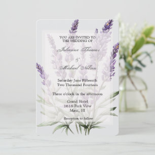 Convite Casamento Floral da Lavanda Roxa da Cinza Romântic