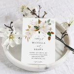 Convite Casamento Floral da Magnolia White<br><div class="desc">As flores pintadas à mão da Magnolia Branca criam este destino, praia ou Convite para Casamento de Verão. Impressos em nível profissional, impressoras de alta qualidade, seus convites para casamento estarão no nível de luxo personalizado, mas sem o preço alto. É fácil criar seu próprio convite de casamento, apenas digitar...</div>