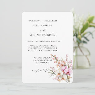 Convite Casamento Floral da Orquídea Rosa bonito