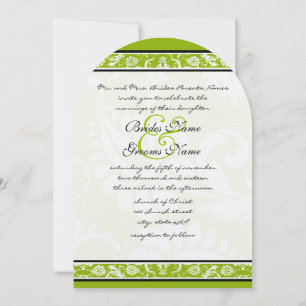 Convite Casamento Floral Damasco Branco Maçã Verde