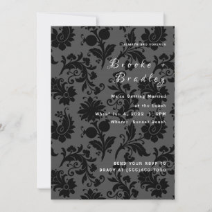 Convite Casamento Floral Damask Sombrio