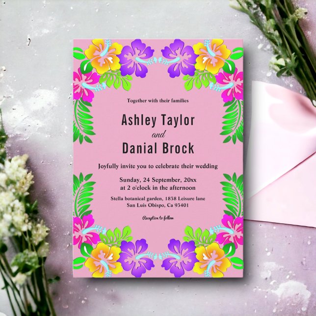 Convite Casamento Floral das Flores de Sangue Rosa-Escamud (Criador carregado)