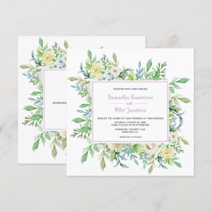 Convite Casamento Floral das Flores de Verão com RSVP