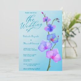 Convite Casamento Floral das Orquídeas Azuis Românticas