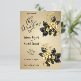 Convite Casamento Floral das Orquídeas Douradas Românticas
