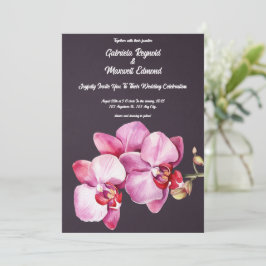 Convite Casamento Floral das Orquídeas Românticas de Aquar