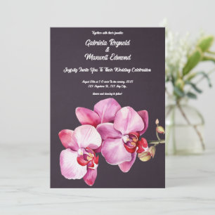 Convite Casamento Floral das Orquídeas Românticas de Aquar