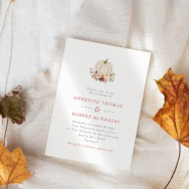 Convite Casamento Floral de Abóbora Branca Roxo e Terracot