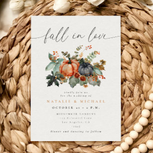 Convite Casamento Floral de Abóbora de Outono Temperamenta
