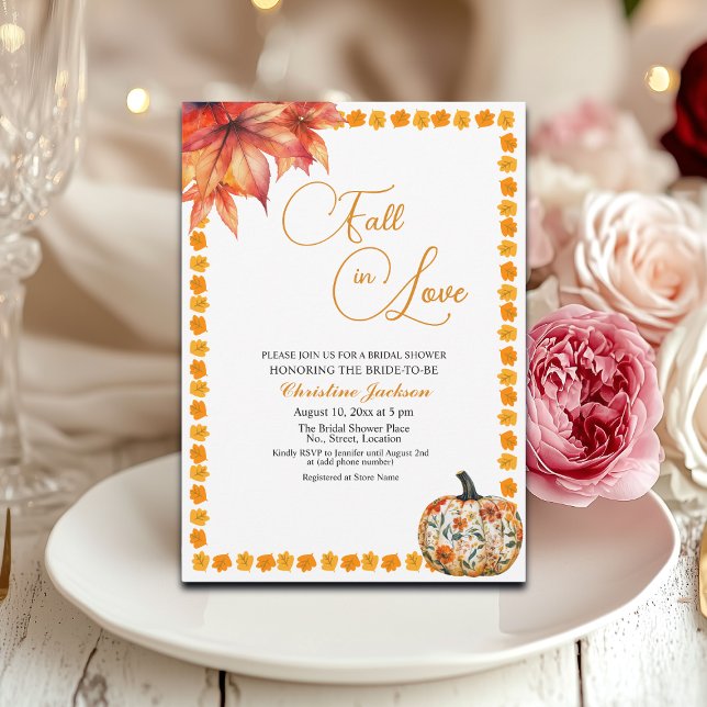 Convite Casamento Floral de Abóbora no Outono (Criador carregado)