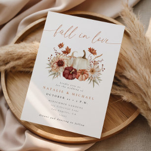 Convite Casamento Floral de Abóbora Outono Borgonha