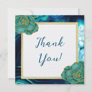 Convite Casamento Floral de Ágata Azul Turquesa