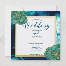 Casamento Floral de Ágata Azul Turquesa