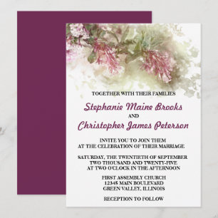 Convite Casamento Floral de Aguarela Roxo Jasmine