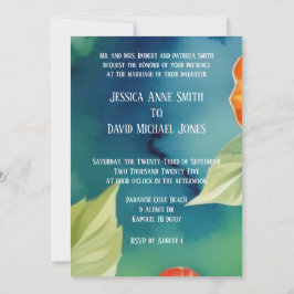 Convite Casamento Floral de Aloha Hibiscus Tropical Waterc