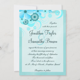 Convite Casamento Floral de Aqua Blue Teal Hibiscus