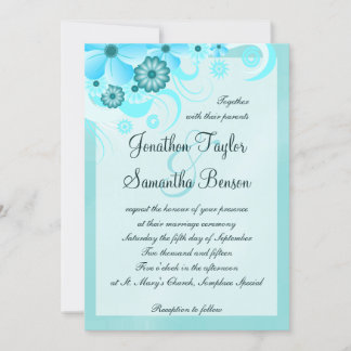 Convite Casamento Floral de Aqua Blue Teal Hibiscus