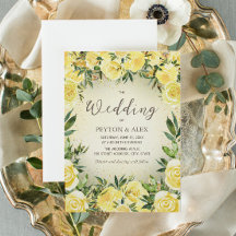 Casamento Floral de Aquarela Amarela com Brilho Do