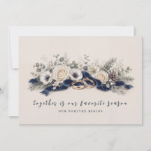 Casamento Floral de Aquarela de Inverno Azul Marin