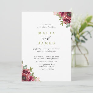 Convite Casamento Floral de Aquarela de Jardim de Verão