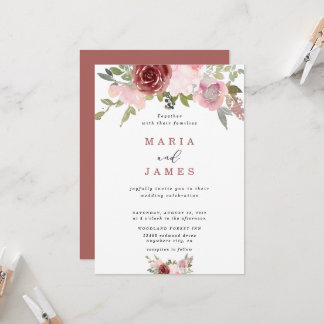 Convite Casamento Floral de Aquarela de Jardim de Verão