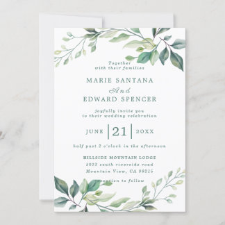 Convite Casamento Floral de Aquarela de Jardim de Verão
