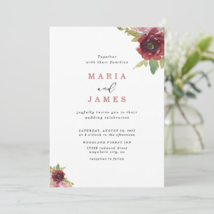 Convite Casamento Floral de Aquarela de Jardim de Verão