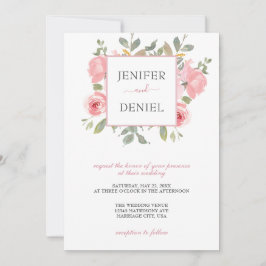 Convite Casamento Floral de Aquarela de Jardim de Verão