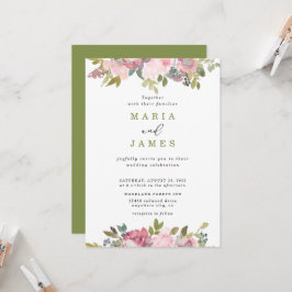 Convite Casamento Floral de Aquarela de Jardim de Verão