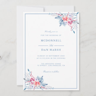 Convite Casamento Floral de Aquarela de Jardim de Verão