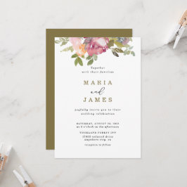 Convite Casamento Floral de Aquarela de Jardim de Verão