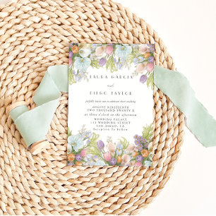 Convite Casamento Floral de Aquarela de Primavera Verão
