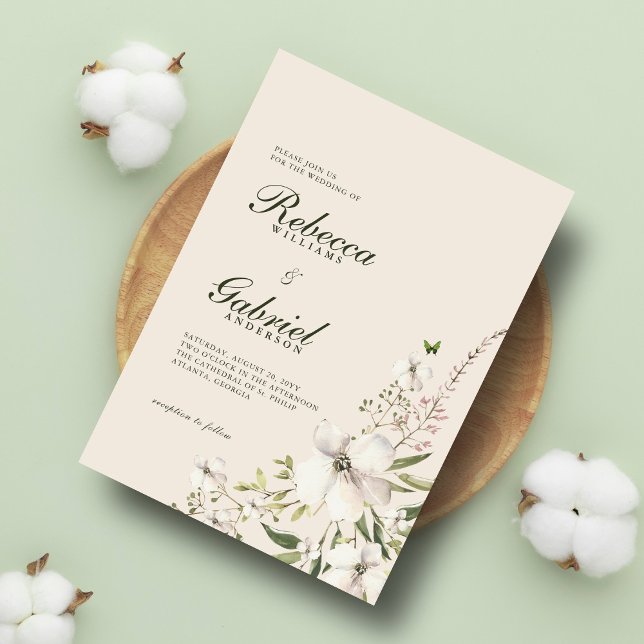 Convite Casamento Floral de Aquarela Elegante (Criador carregado)