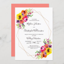 Casamento Floral de Aquarela Geométrica Bright Ele
