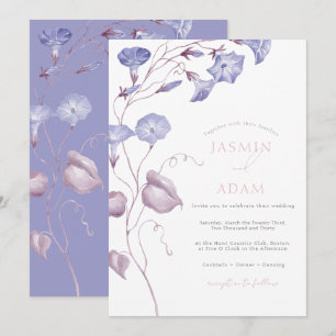 Convite Casamento Floral de Aquarela Lavanda Elegante