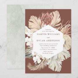 Convite Casamento Floral de Aquarela Tropical