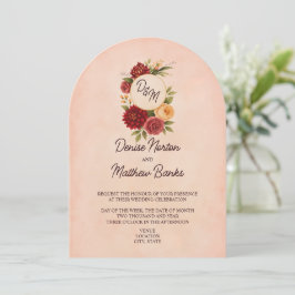 Convite Casamento Floral de Aquarelas Blush Burgundy
