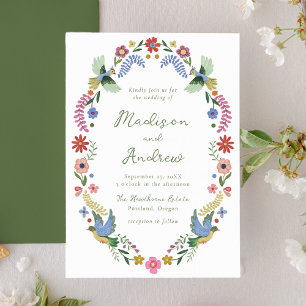 Convite Casamento Floral de Arte Popular Caprichosa
