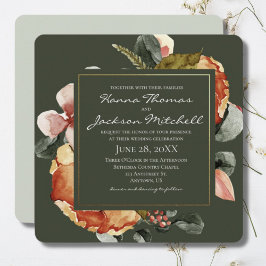 Convite Casamento Floral de Autumn Watercolor