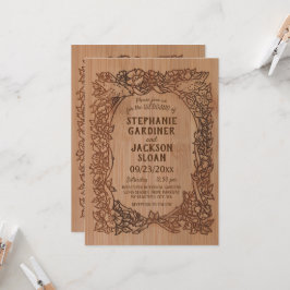 Convite Casamento Floral de Ave com Aparência Rústica Lase